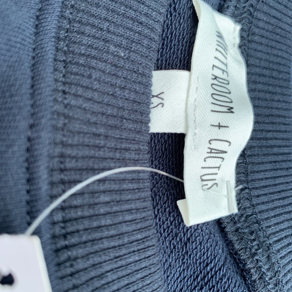 Navy top- navy vegan leather sleeves - Picture 4 of 4